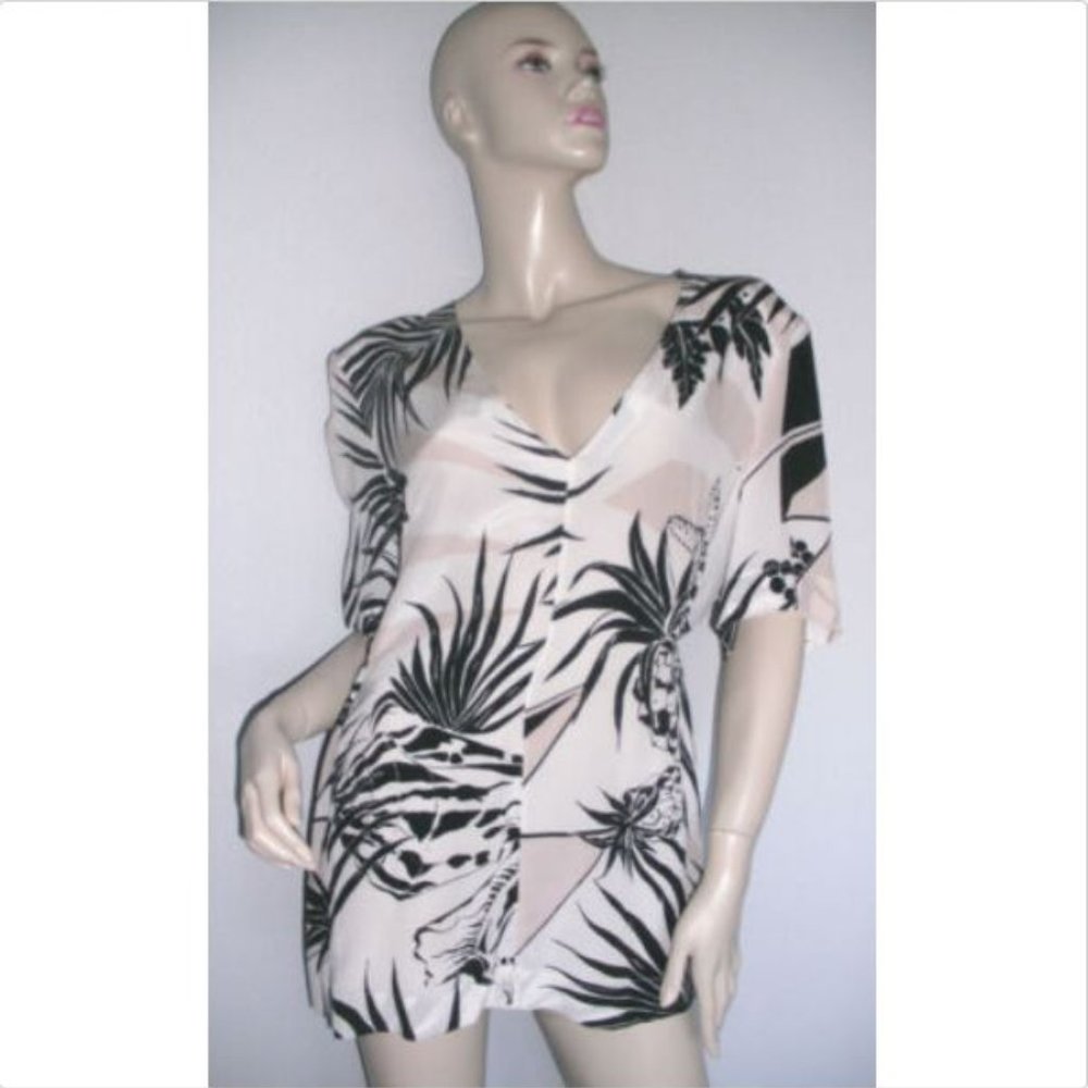 Stella McCartney Tropical Palm Silk Top Blouse 48 - Picture 1 of 6